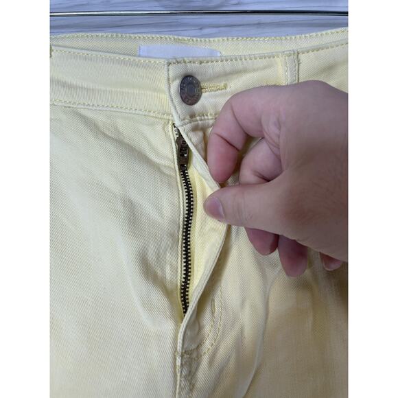 LOFT Jeans Womens 27/4 Yellow The Skinny Raw Hem Stretch Denim Ankle Zip Fly - Picture 2 of 12
